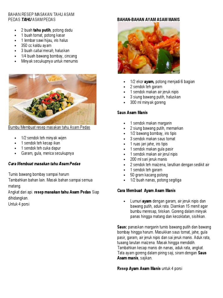 Resep Masakan Rumahan Praktis | PDF