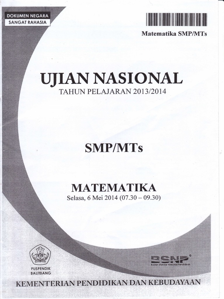 Soal Dan Pembahasan UN Matematika SMP Tahun 2014 pdf