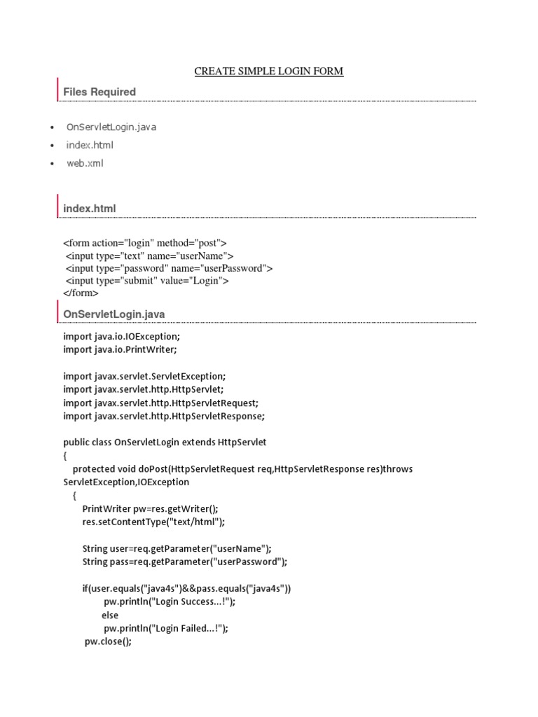 Java Servlet Login Guide | PDF