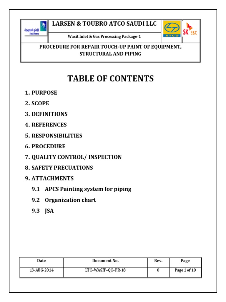 Painting Procedure Paint Specification (Technical Standard)