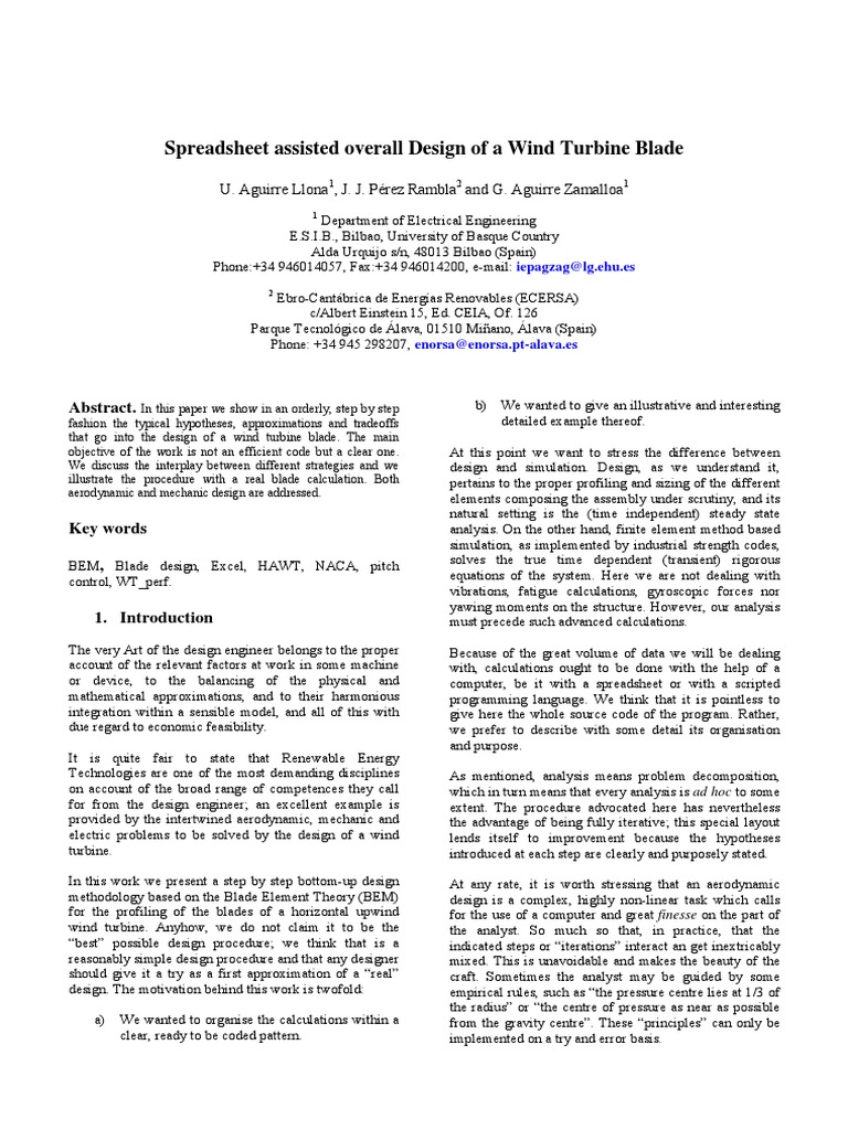 Design of Wind Turbine | PDF