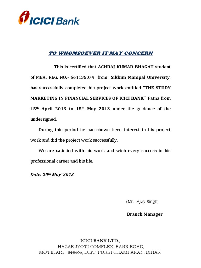 Certificate ICICI | PDF | Business