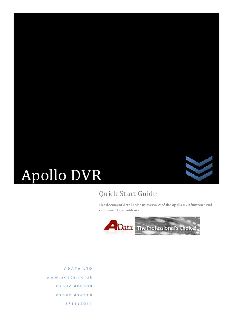 Apollo DVR Quick Start Guide | PDF | Digital Video Recorder | Port ...