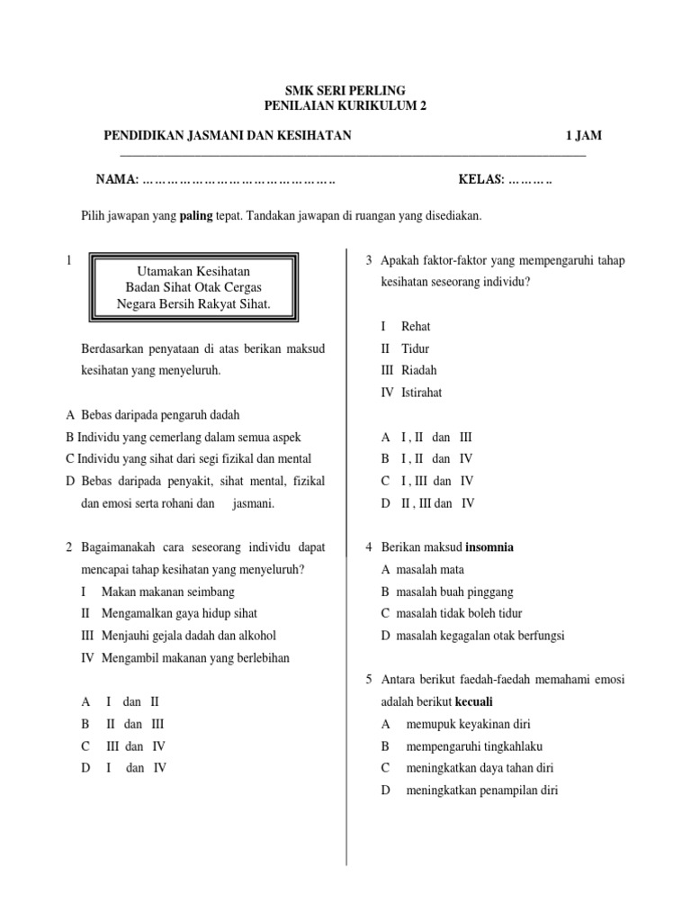 Soalan Pjpk Tingkatan 4