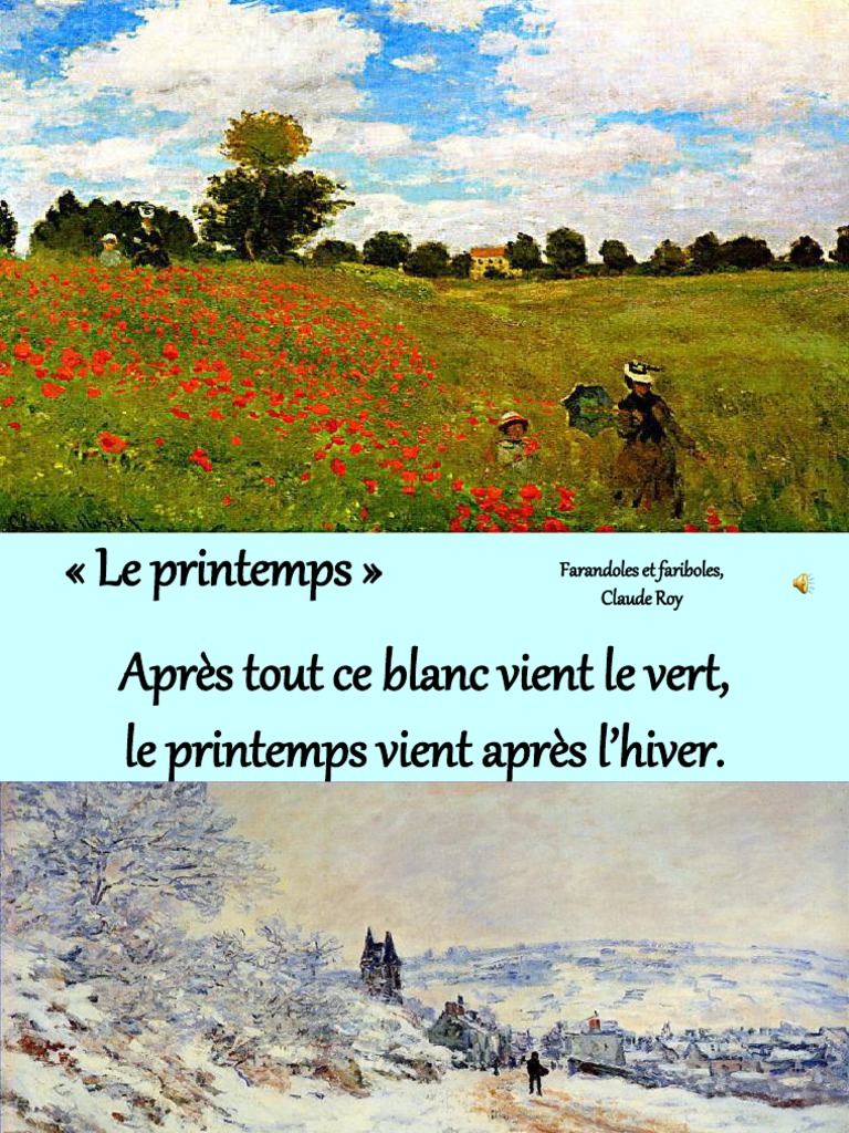 Après Tout Ce Blanc Vient Le Vert Le Printemps, Claude Roy | PDF