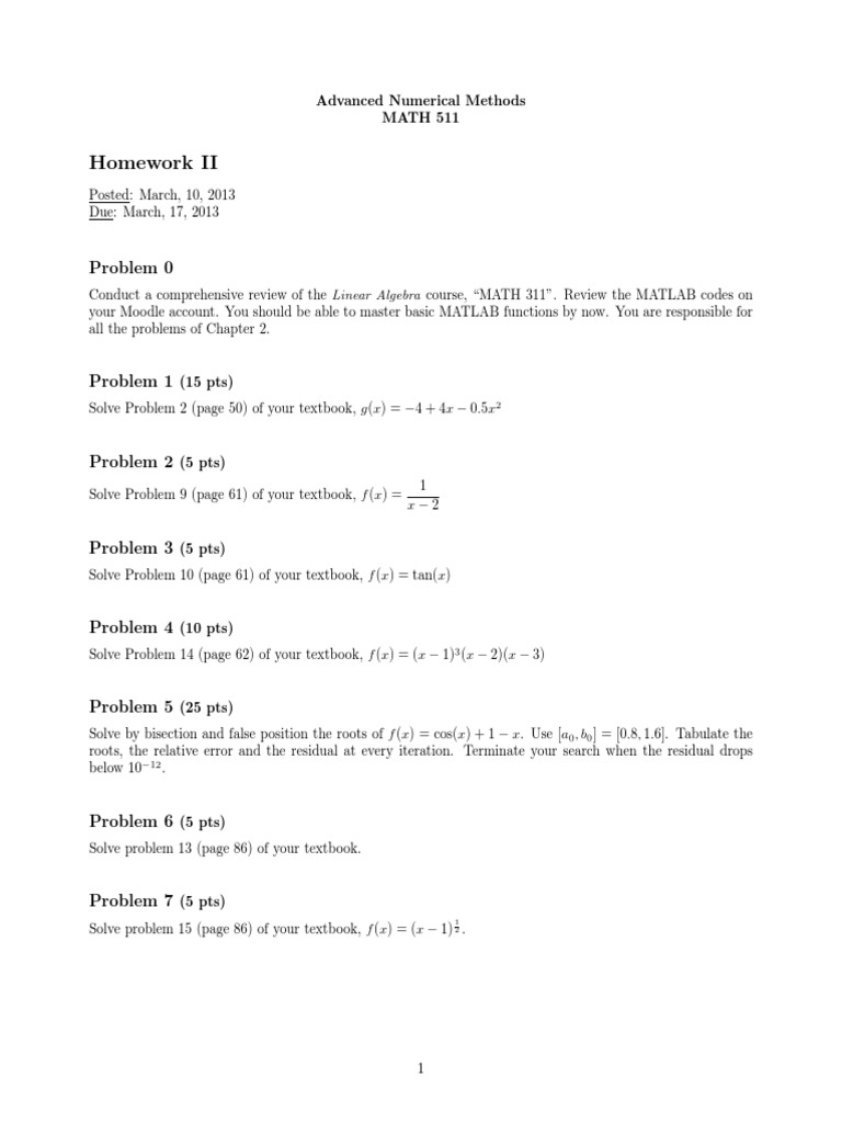 Numerical Analysis Solution Homework PDF