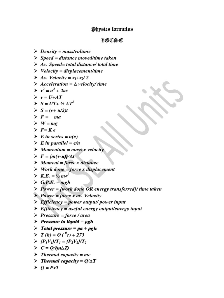 Comprehensive Physics Formulas Guide | PDF | Teaching Methods & Materials