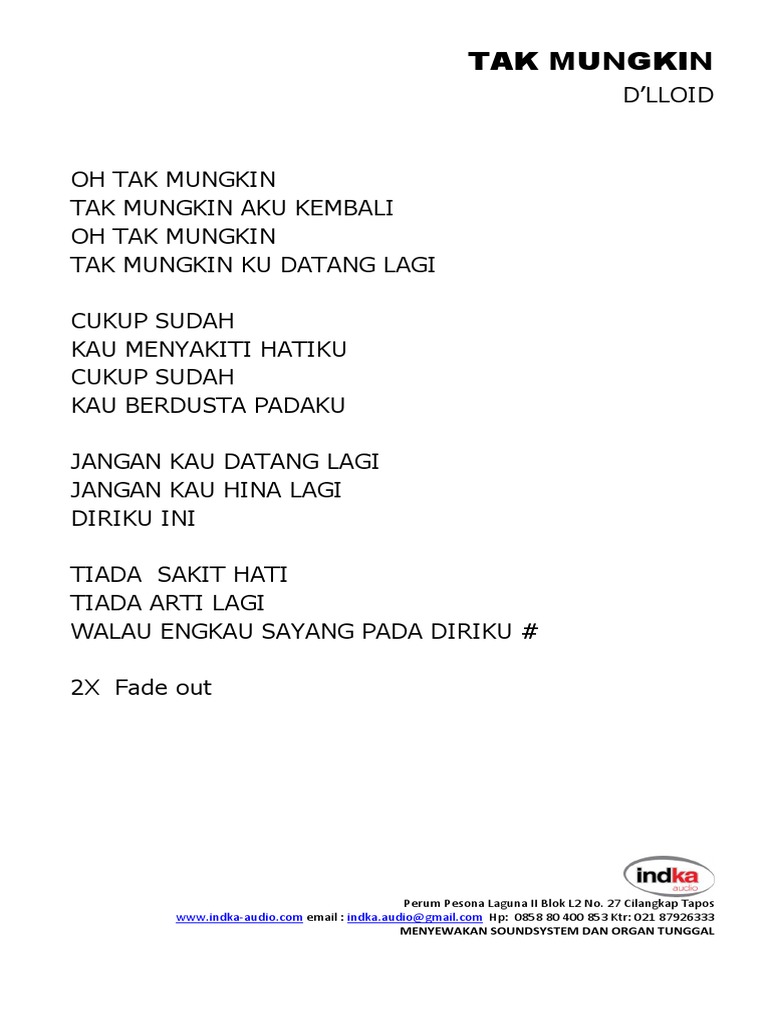 Indka Audio Buku Lagu Tembang Kenangan