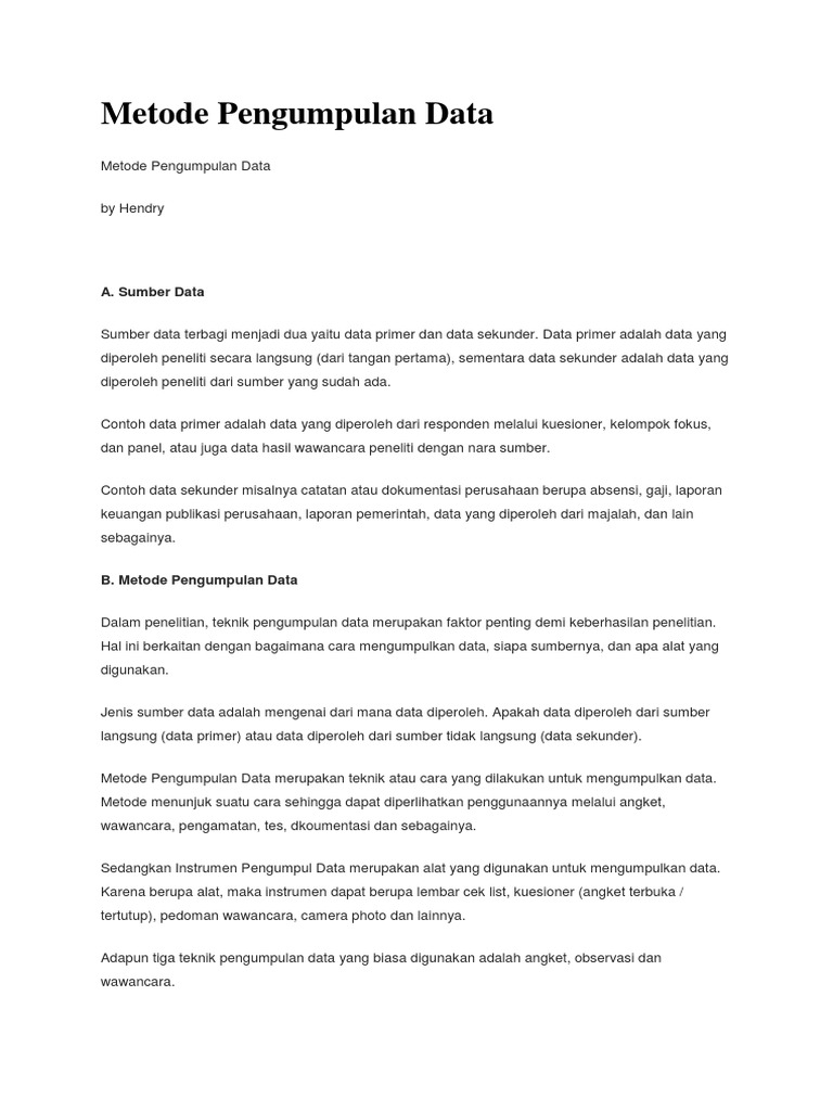 Metode Pengumpulan Data