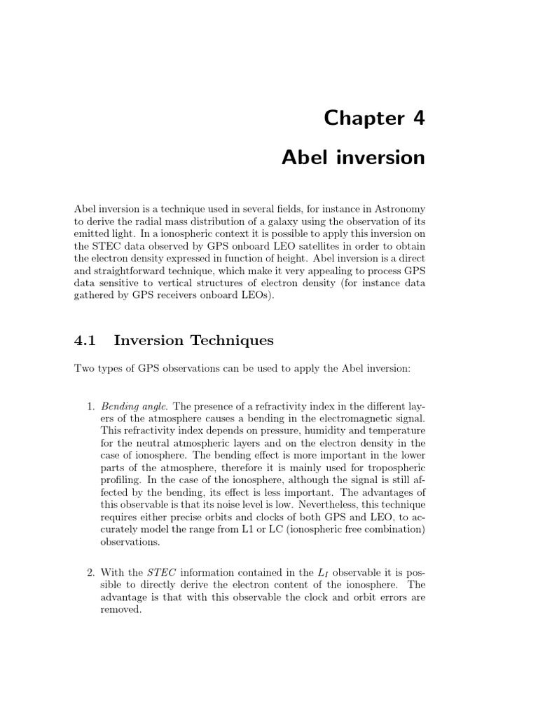 Abel Inversion for GPS Electron Density | PDF | Science & Mathematics