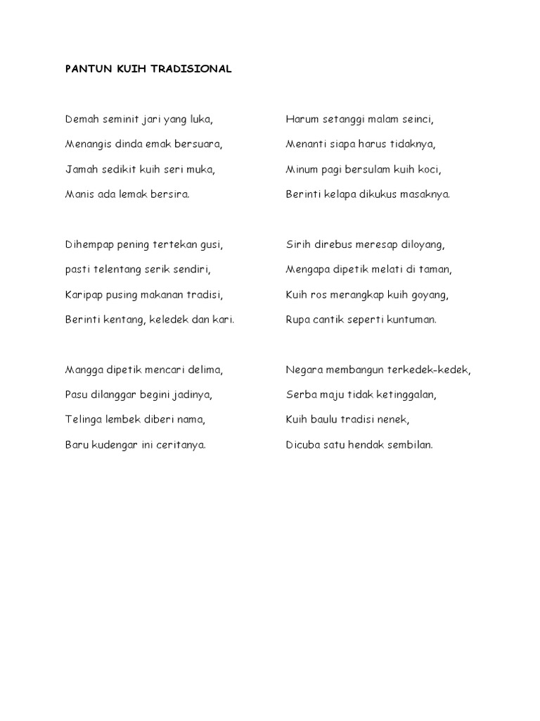 Pantun Kuih Tradisional Pdf