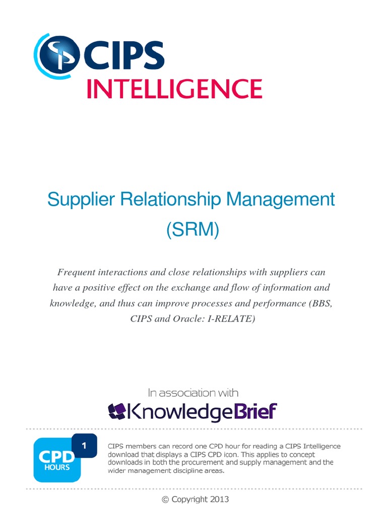 Understanding Supplier Relationship Management | PDF | Supply Chain ...
