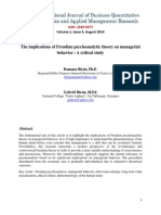 The Implications of Freudian Psychoanalytic Theory On Managerial Behavior A Critical Study