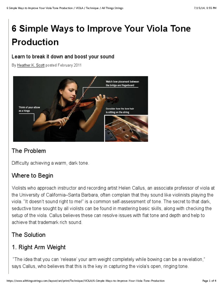 6 Simple Ways To Improve Your Viola Tone Production VIOLA Technique