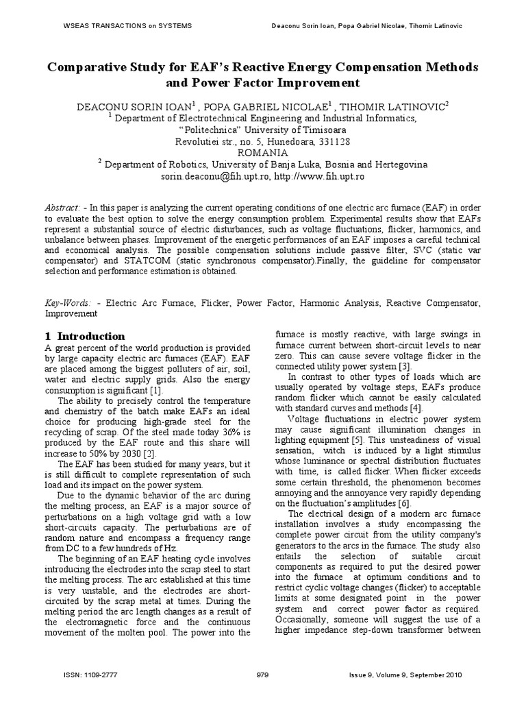 Analysis of Reactive Energy Compensation Methods and Power Factor