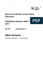 Mark Scheme: Additional Science 4463 / Biology 4411
