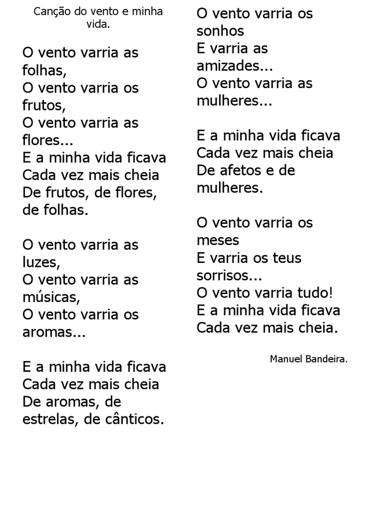 Canção do Vento e Minha Vida | PDF | Poesia