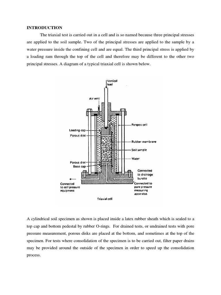 Triaxial Shear Test Overview | PDF | Stress (Mechanics) | Chemical ...