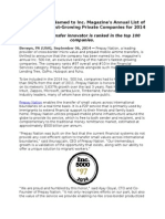 Prepay Nation Named to Inc. Magazine's Annual List of America's Fastest-Growing Private Companies for 2014