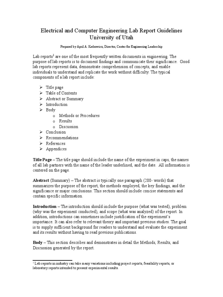 Electrical and Computer Engineering Lab Report Guidelines2 PDF