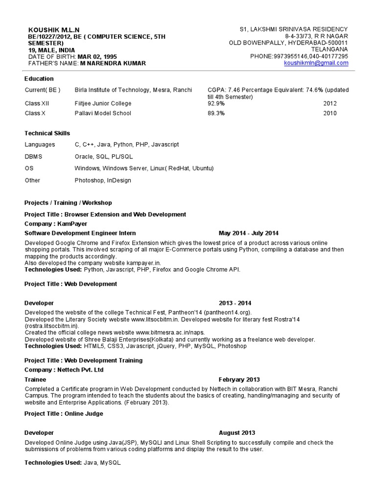 Computer Science Student Profile | PDF | Web Development | Websites