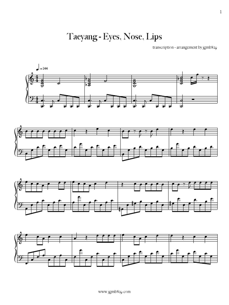 Eyes Nose Lips Piano Sheet