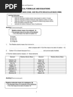 Chemical Formulae and Equations: A Relative Atomic Mass (Ram) and Relative Molecular Mass (RMM)