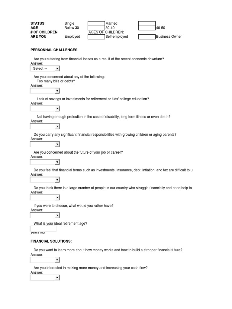 Financial Check Up Forms Pdf Debt Saving