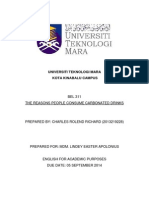 Universiti Teknologi Mara Kota Kinabalu Campus: BEL 311 The Reasons People Consume Carbonated Drinks