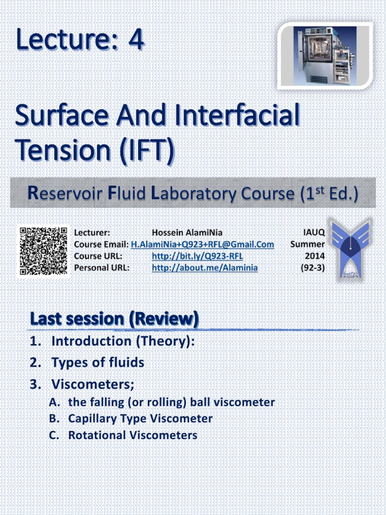 Eservoir Luid Aboratory Course (1 Ed.) | PDF | Surface Tension | Drop ...