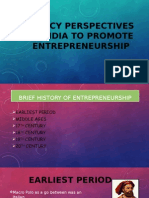 Policy Perspectives in India To Promote Entrepreneurship