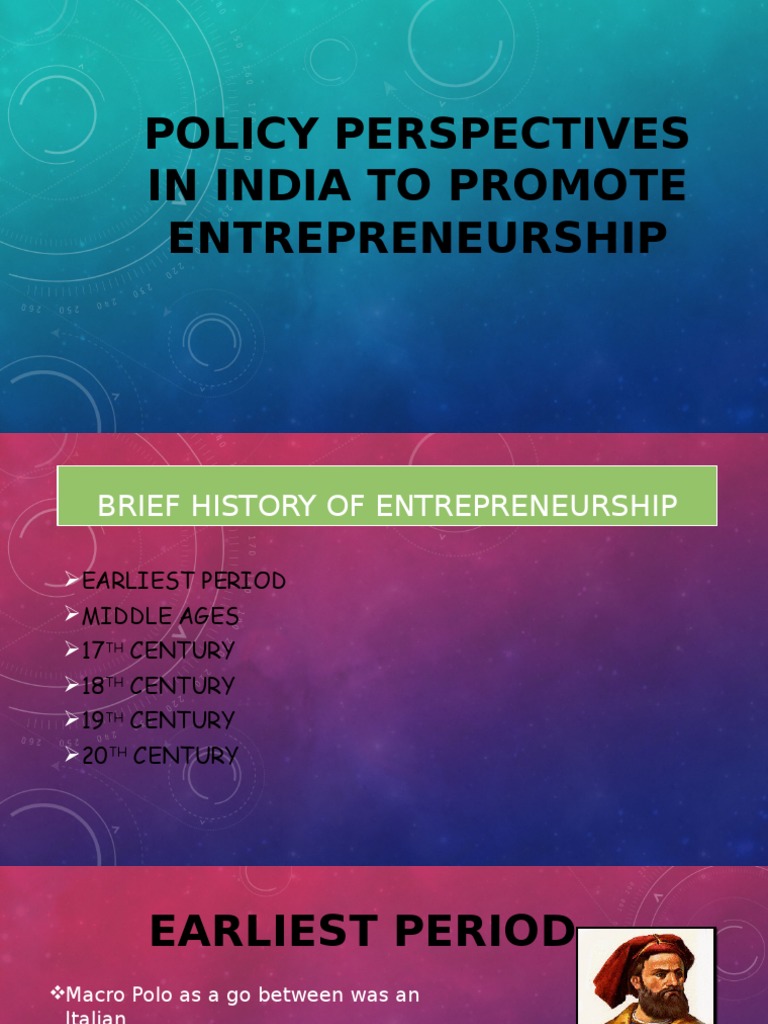 Policy Perspectives in India To Promote Entrepreneurship | PDF | Business