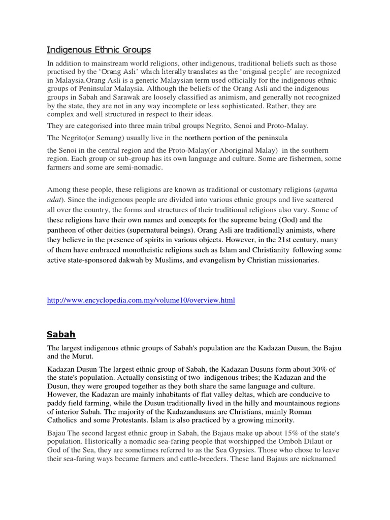 MALAYSIA ETHNIC GROUPS intelligence overview