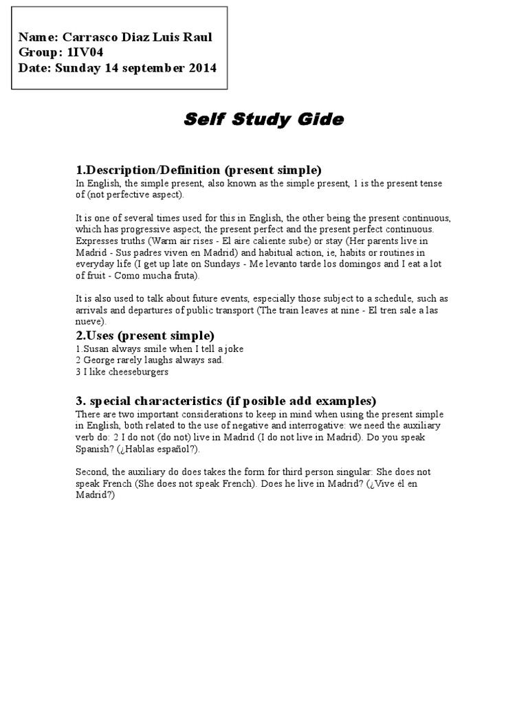 Self Study Gide | PDF