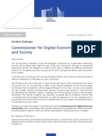 Commissioner For Digital Economy and Society: Mission Letter