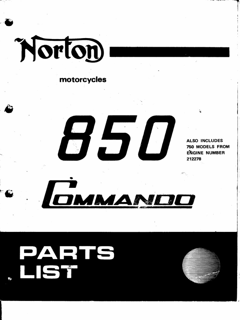 Norton Commando 850 Parts Manual
