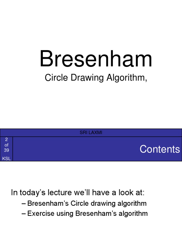 Bresenham's Circle Algorithm Guide | PDF | Discrete Mathematics ...
