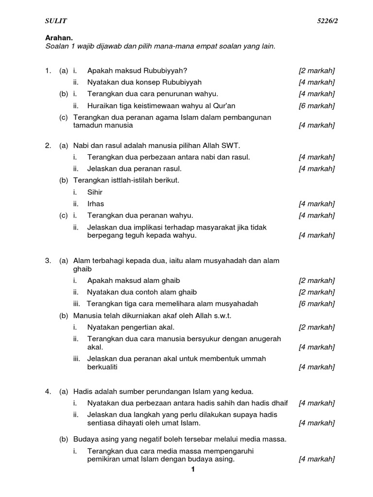Soalan Akhir Tahun 4 Tasawwur 2 Pdf
