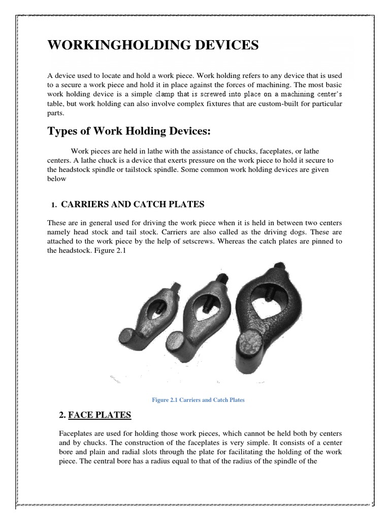 Workingholding Devices Types of Work Holding Devices PDF
