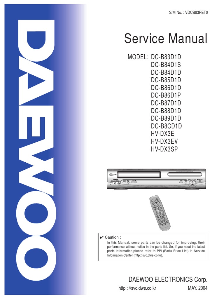 Daewoo VHSDVD Users Manual PDF Compact Disc Videocassette Recorder