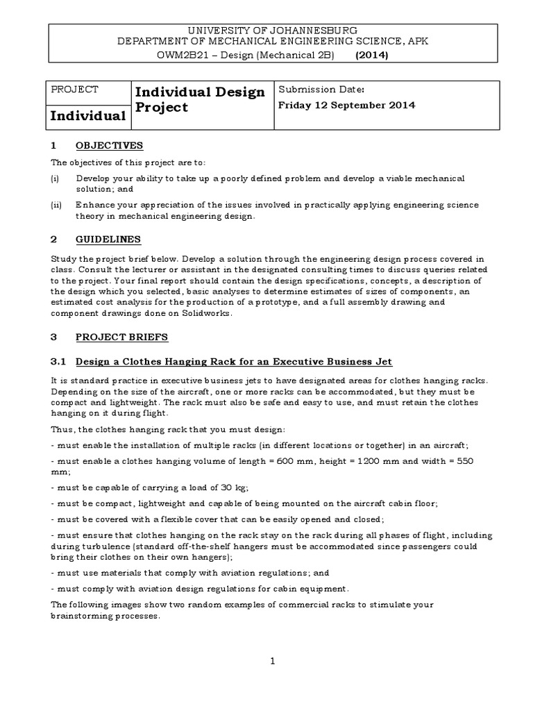Mechanical Design Project: Jet Clothes Rack | PDF | Engineering Design ...