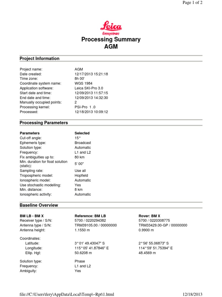 AGM Project Processing Parameters Report | PDF | Science & Mathematics ...