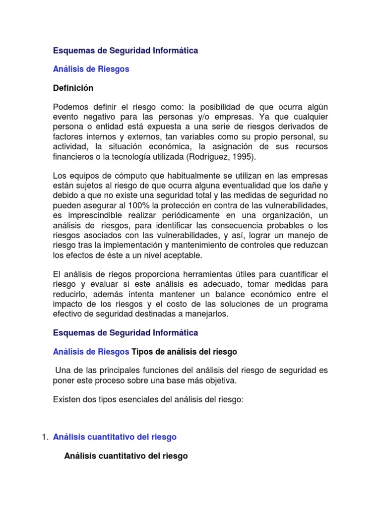 Análisis de Riesgos en Seguridad Informática | PDF | La seguridad | Riesgo