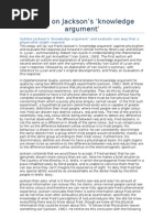 Download Essay on Jacksons Knowledge Argument by Will Harrison SN23973762 doc pdf