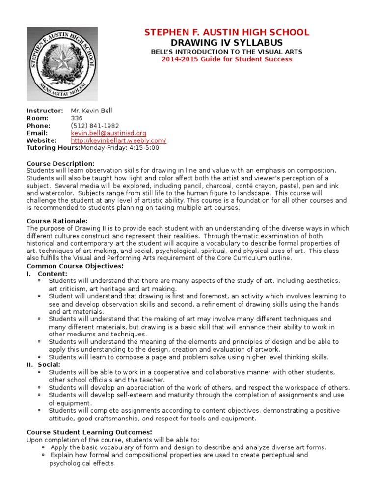 Drawing IV Course Syllabus 2014-2015 | PDF | Cognition | Learning