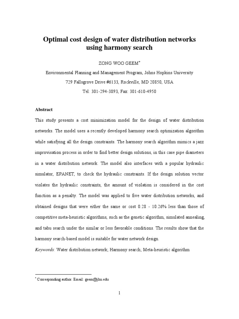 Cost Optimization in Water Networks | PDF | Metaheuristic ...