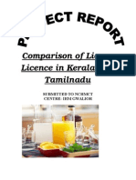 Comparison of Liquor Licence in Kerala and Tamilnadu: Submitted To NCHMCT Centre: Ihm Gwalior