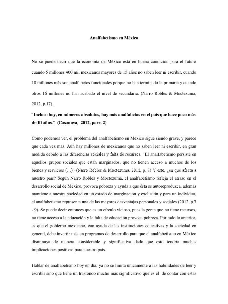 Analfabetismo En México Pdf Exclusión Social México
