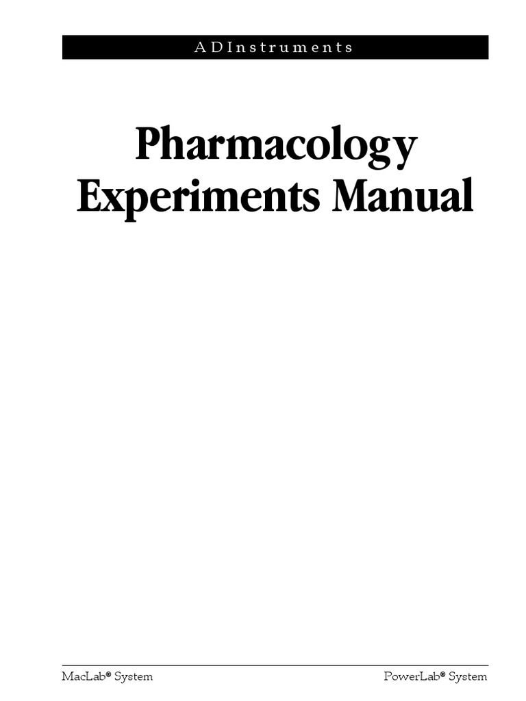 Pharmacology Experiments Manual Adinstruments PDF Calibration