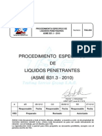 TSG 203 Procedimiento Especifico de Liquidos Penetrantes Asme b31.3-2010